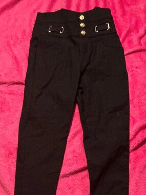 BLACK STRETCH HIGH WAIST PANTS